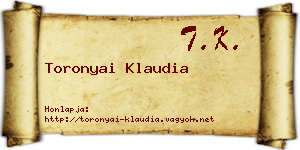 Toronyai Klaudia névjegykártya